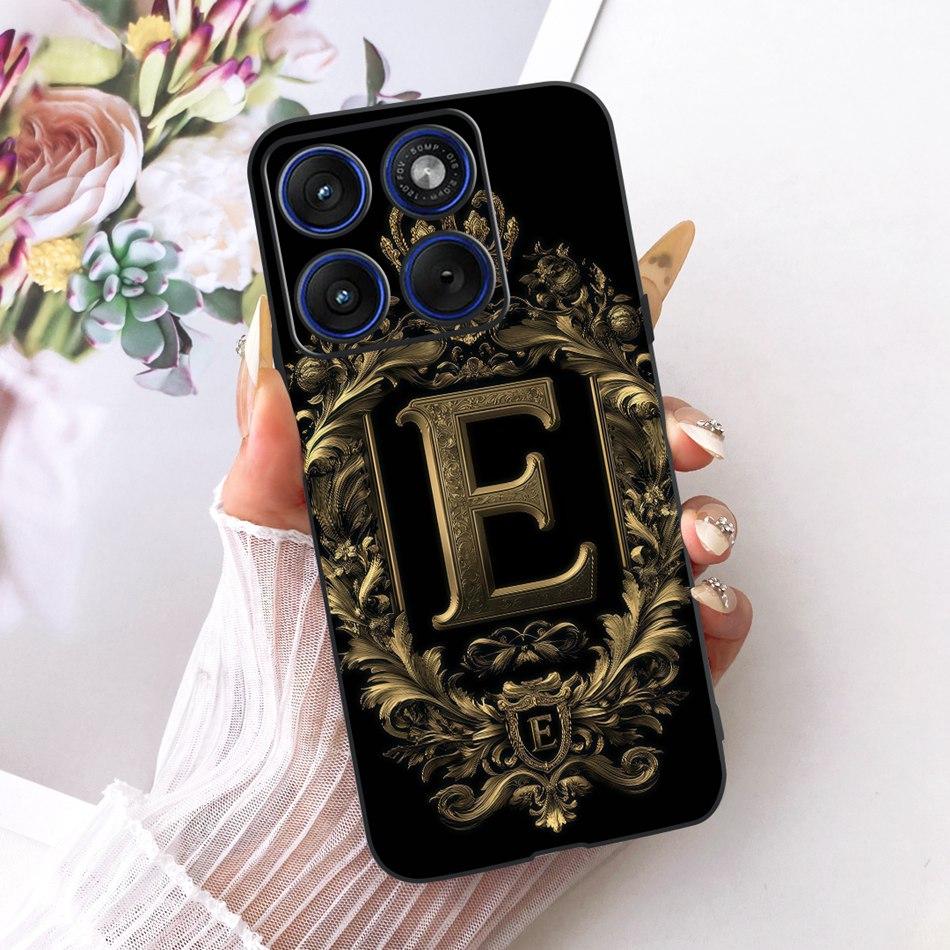 For Motorola Edge 70 Royal Crown Initial Letter Couple Phone Case For Motorola Moto X70 Air Edge70 Black Silicon Soft Bumpers