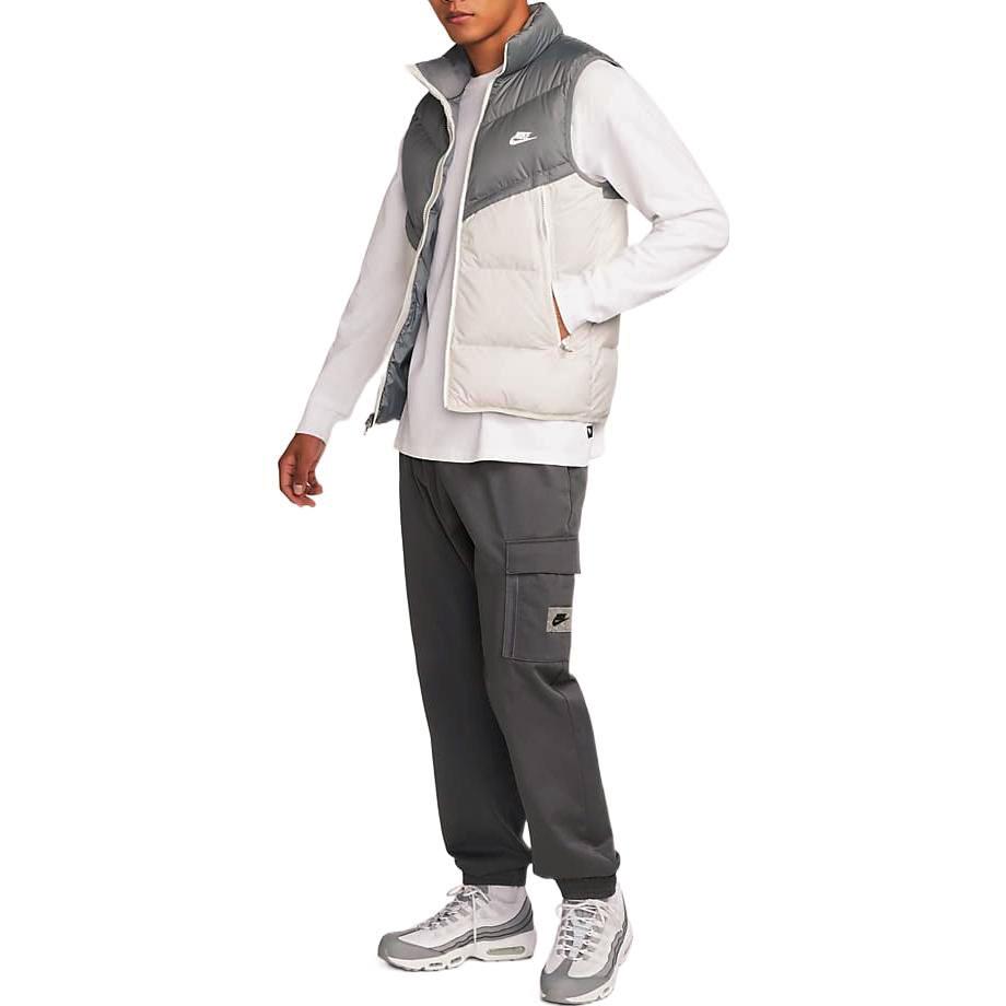 Nike Logo Print Casual Sports Stand Collar Down Zip Vest Men Outerwear Gray DV1136-084