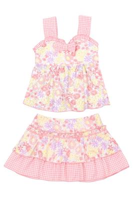 Geteilter Tankini Badeanzug mit Blumenmuster für 130cm [Gelato Kleinkind] Kinder, Mädchen, Rosa,