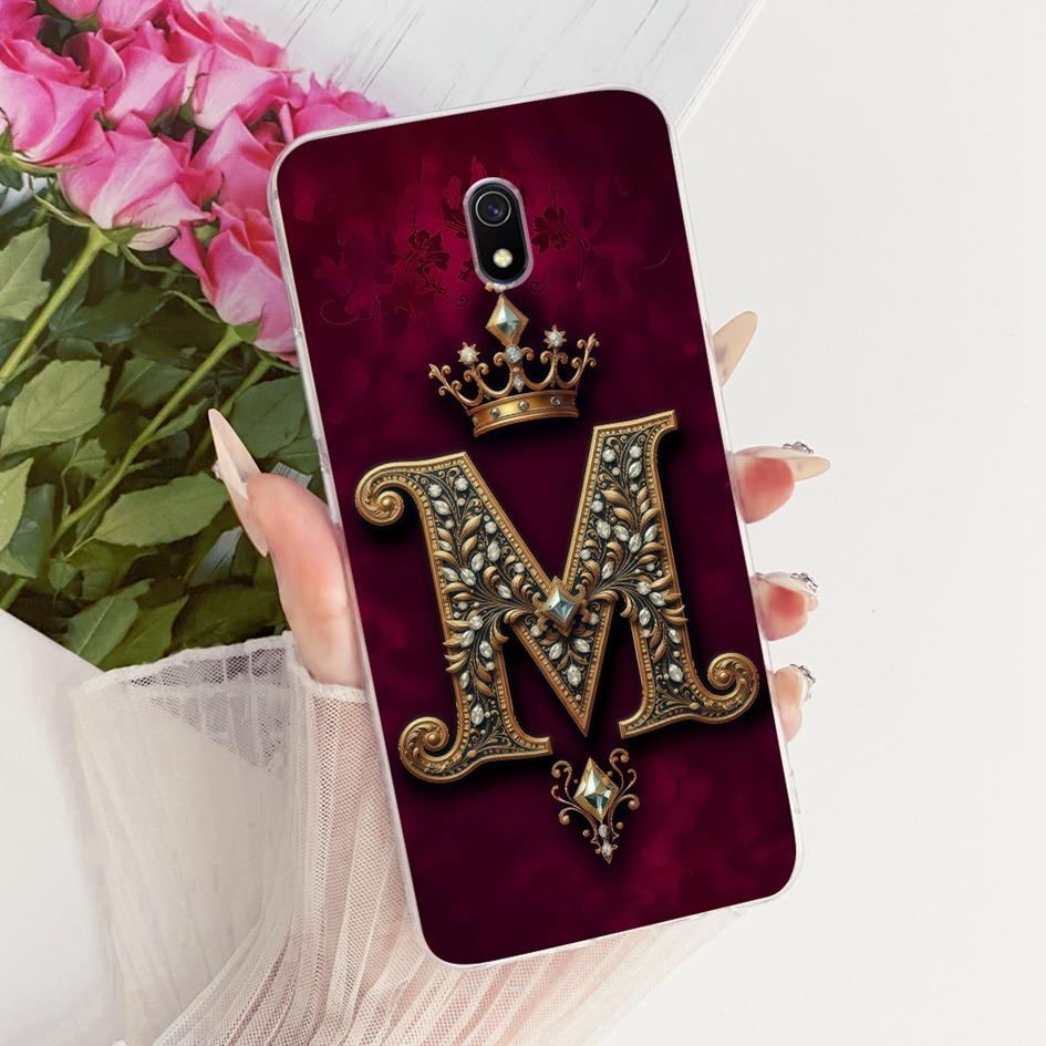 Pour Xiaomi Redmi 8 8A Pro Coque Mode Lettres Initiales A Z Silicone Souple Coque Arrière Pour Xiomi Redmi8 8ADual Redmi8a Coque de Téléphone