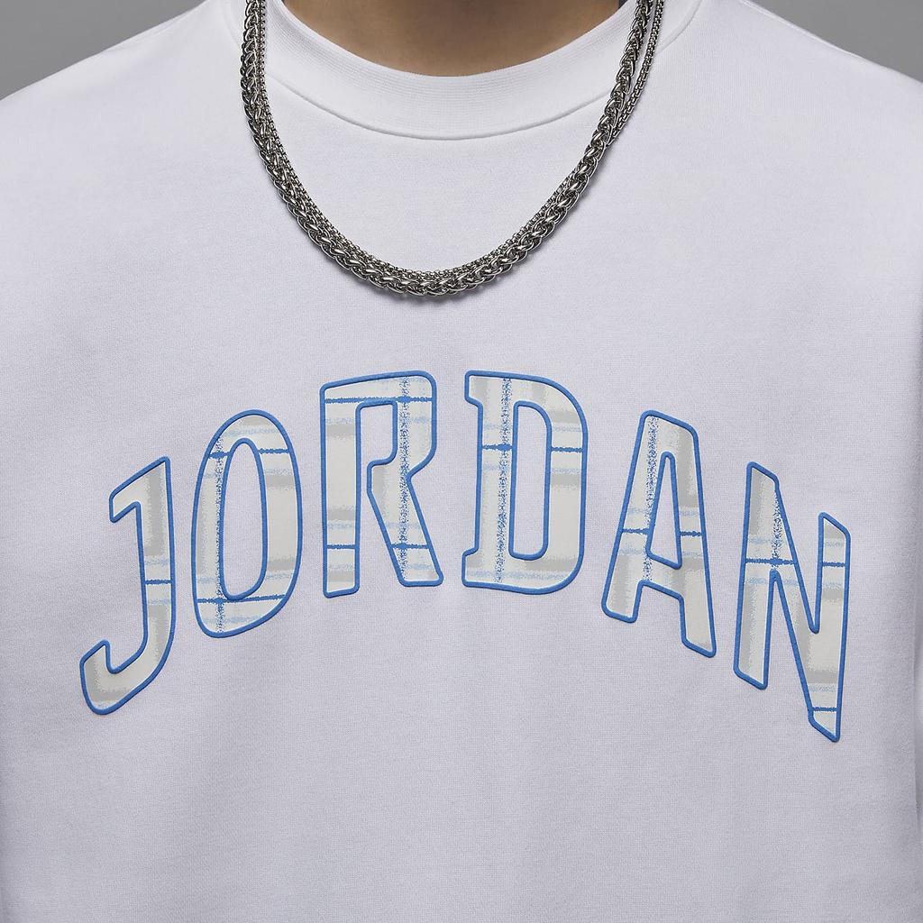 Jordan Essentials Letter Print Design Fleece Crewneck Sports Long Sleeve Sweatshirt Men Sweatshirt White FV7461-100