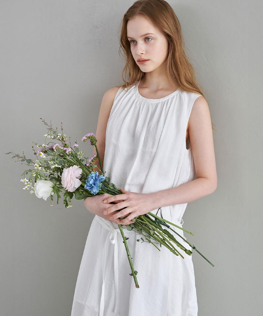 Marop 7106 Sleeveless Long Dress (White)