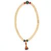 Cream Topaz Bodhi Root Bracelet: Unisex Double-Circle Buddhist Beads with Abacus and Lotus Motifs