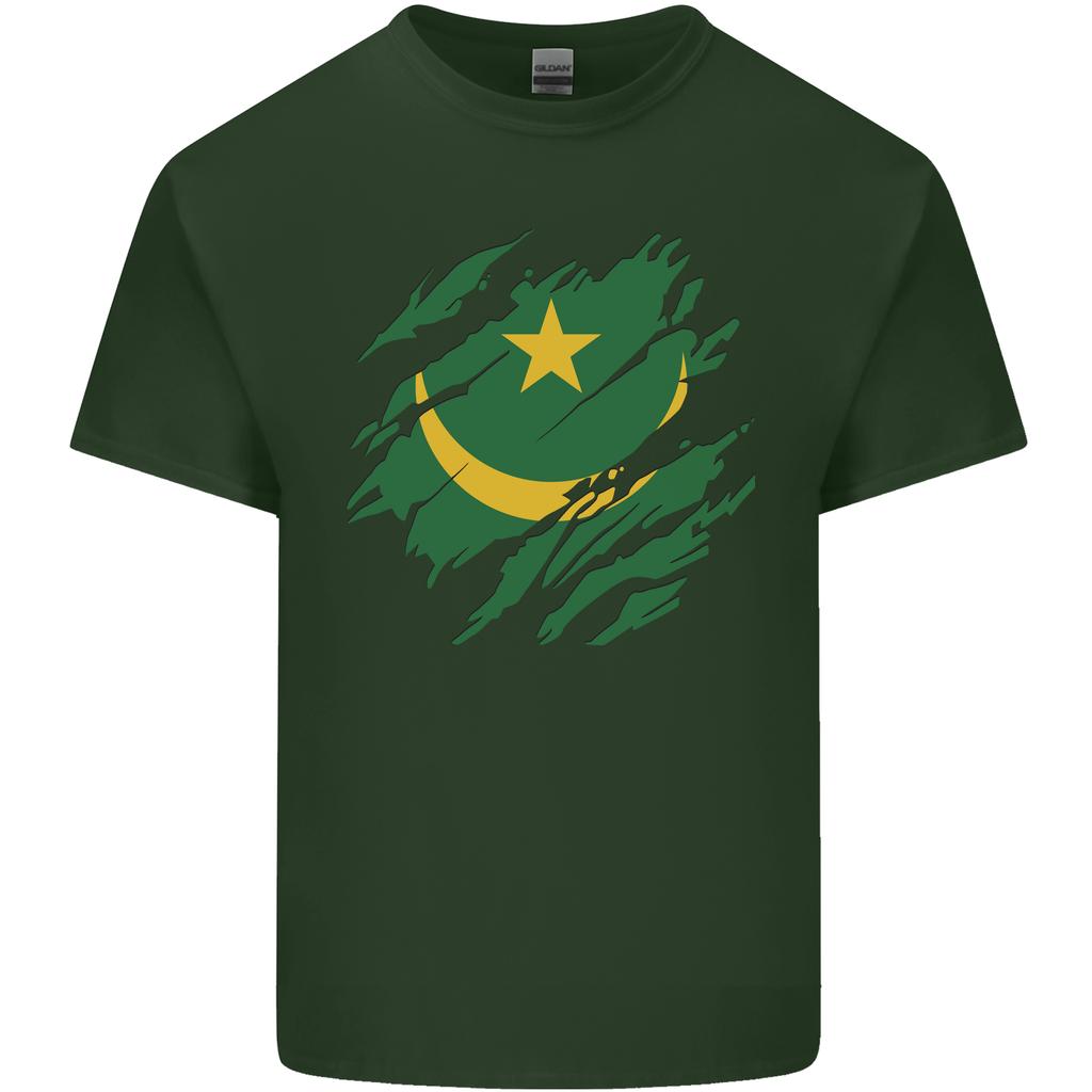 Torn Mauritania Flag Mauritanian Day Football Unisexs Light Cotton TShirt