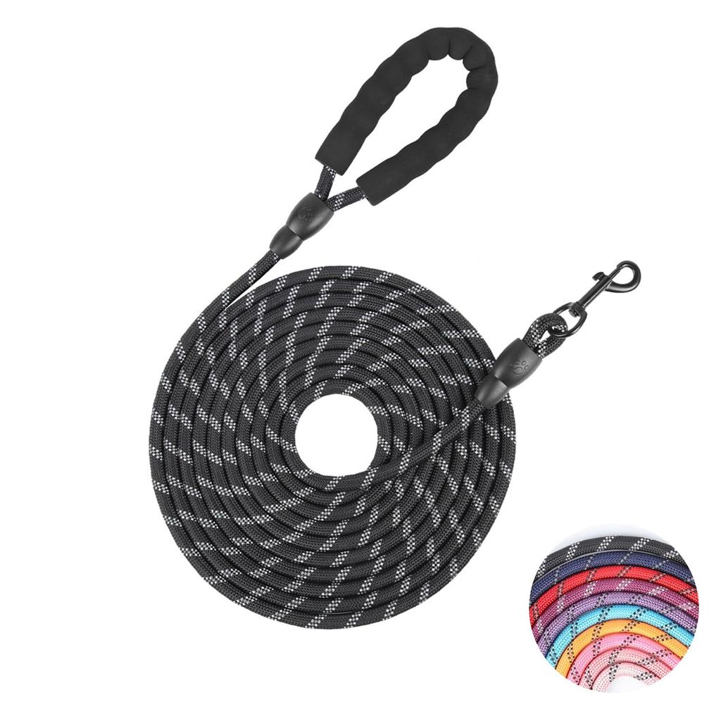 YYKSYDPT Long Leash Ideal for Large and Medium Long Dog Leash with Comfortable Handle and Reflective Strips 20m, Dogs, Tangle-Free (Black, 20M)