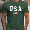 Herren-T-Shirt, 100 % reine Baumwolle, Sommer, lockere Passform, großer USA-Aufdruck, lässig, schmale Passform, Rundhalsausschnitt, kurzärmelig