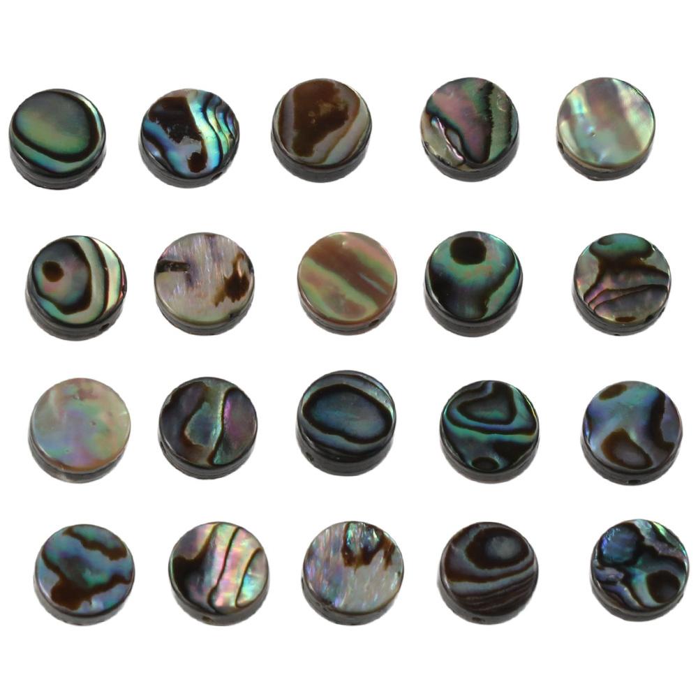 20 Pcs 8mm Natural Abalone Shell Coin Beads Round Shell Retro Flat Round Shell Bulk Beads Loose Beads Charm for Bracelet