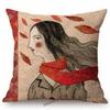Modern Art Abstract Elegant Lady Hand Writting Sketch Cotton Linen Sofa Throw Pillow Case Nordic Lovely Girl Chair Cushion Cover