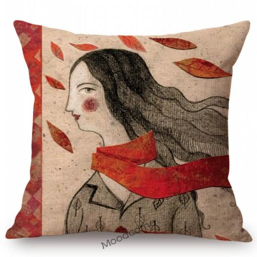 Modern Art Abstract Elegant Lady Hand Writting Sketch Cotton Linen Sofa Throw Pillow Case Nordic Lovely Girl Chair Cushion Cover