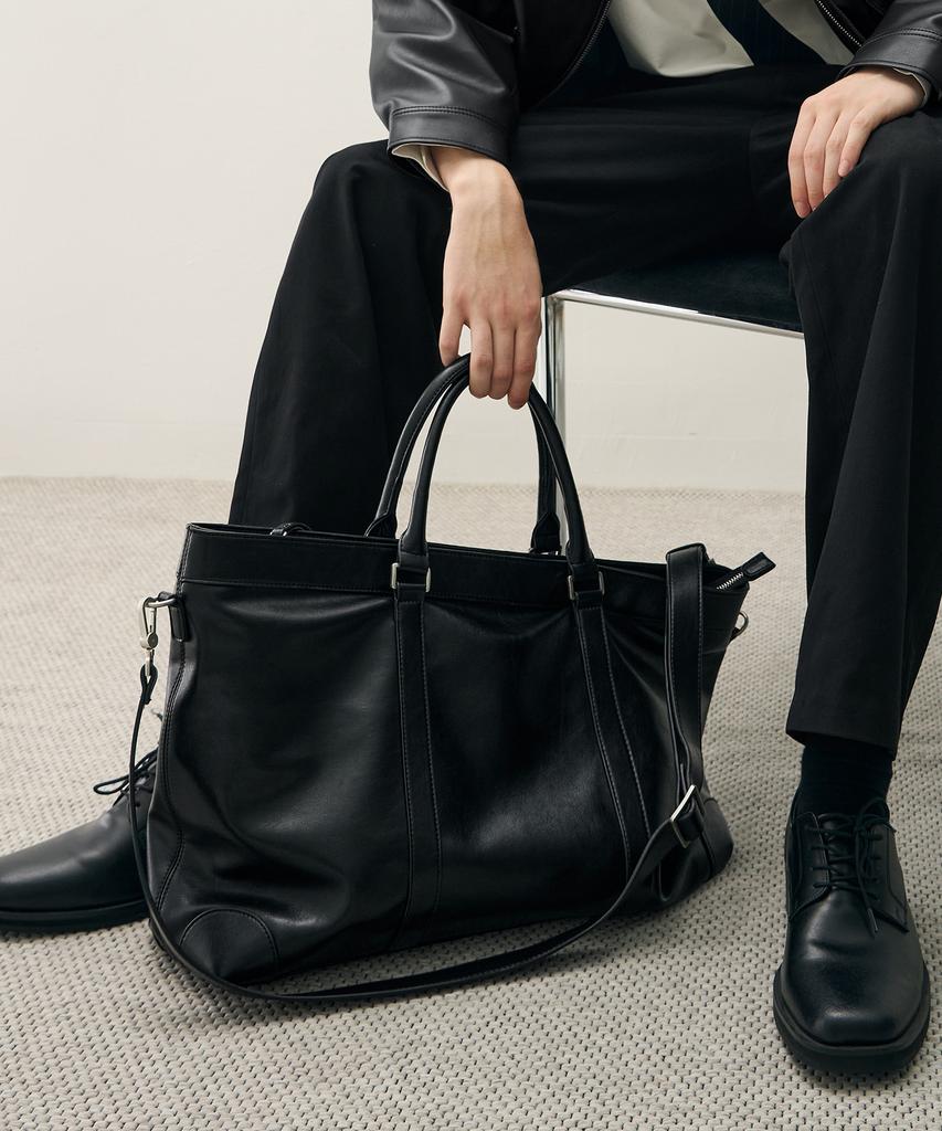 Draw Fit Vans Leather Crossbody Tote Bag [Black]
