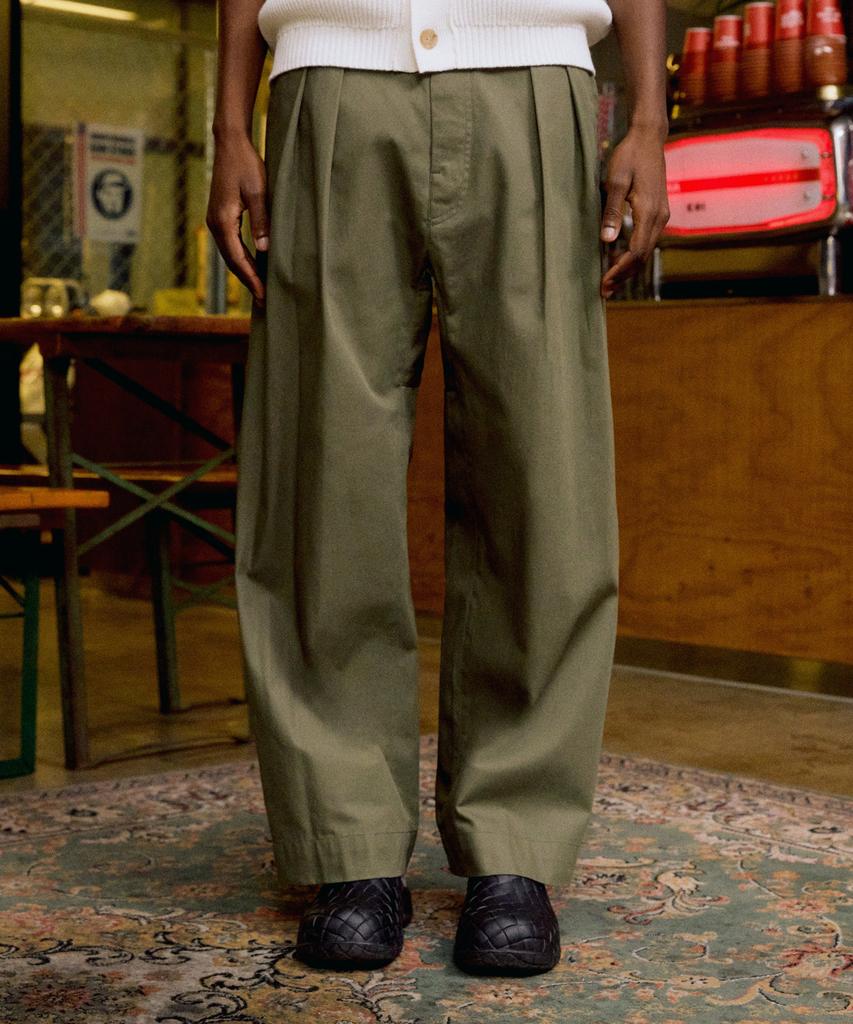 DTHIRTYONE Cotton Chino Pleated Pants (Olive)