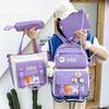 4-5 Piece Canvas Backpack Set for Students: Cute Carrot & Rabbit Design, Perfect for Girls & Boys In Primary & Junior High School