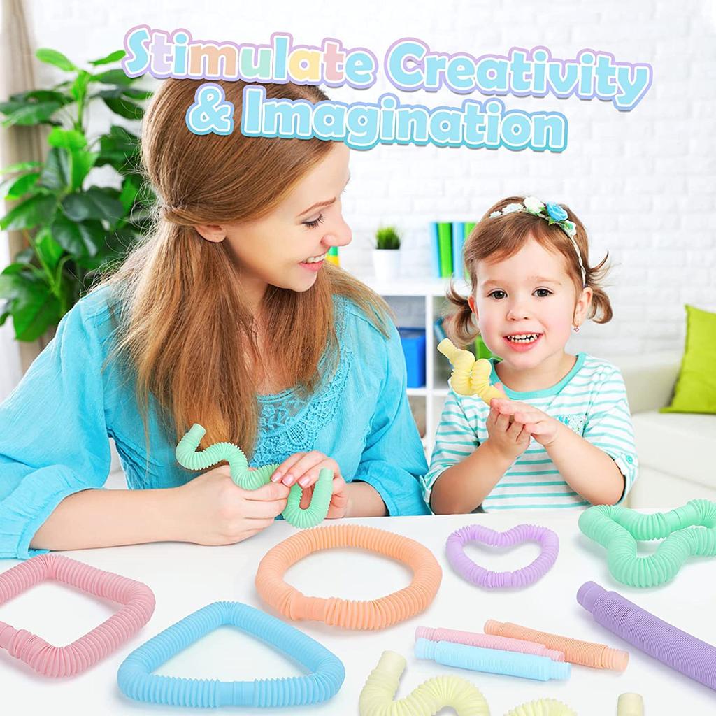 10/30/50PCS Diameter 1.9cm Pop Tubes Sensory Fidget Toys Stress Relief Stretch Tubes For Kids Adult Birthday Party Gifts Juguete