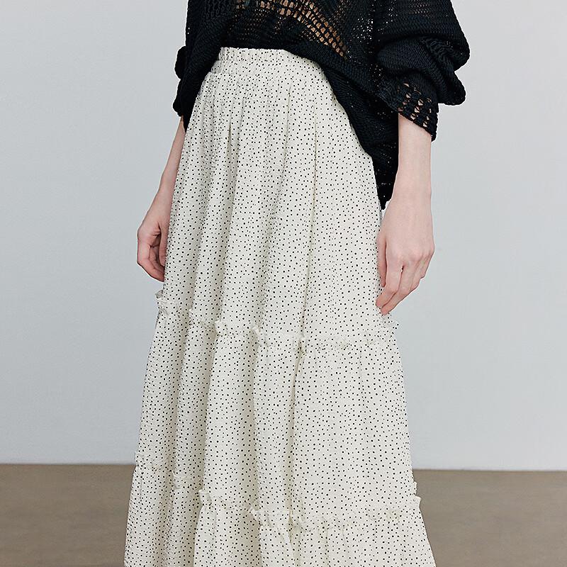 Women's French Polka Dot A-Line Midi Skirt