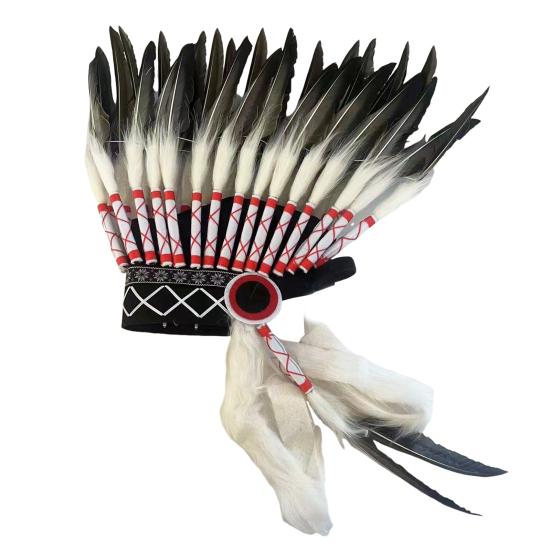 Imitation Feather Headdress Native American Style 40cm High Headwear Photography Festivals Cosplay Fancy Dress Accessory