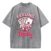 Feeling Lucky Baumwolle Gewaschene T-Shirts Damen Poker Würfel Bedruckte Oberteile Bequeme O-Ausschnitt Oversize T-Shirts Damen Kleidung