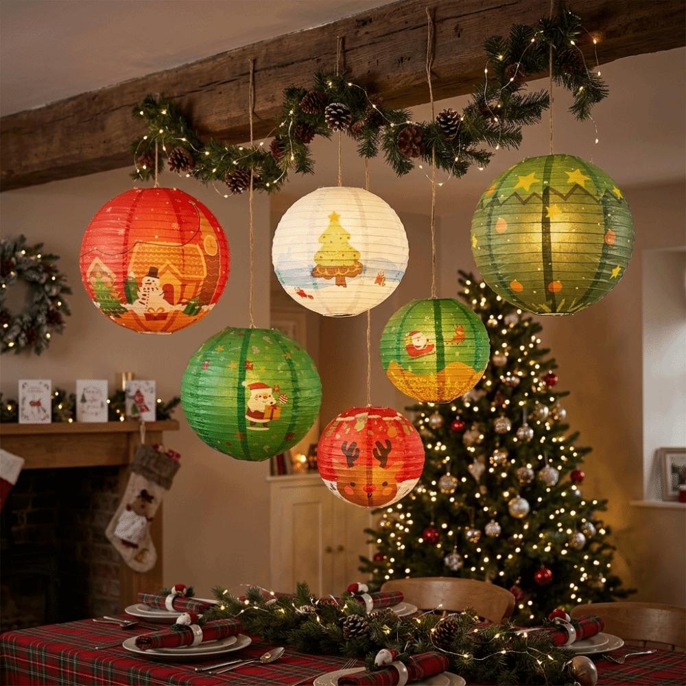 Xmas Decoration Christmas Paper Lantern DIY Festival Lanterns Folding Lantern Ball  Party Supplies
