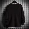 Men O-Neck Waffle Sweatshirt Fake Two-Piece Long Sleeve T-shirt Casual Loose Pullover for Spring Autumn Daily Wear Street