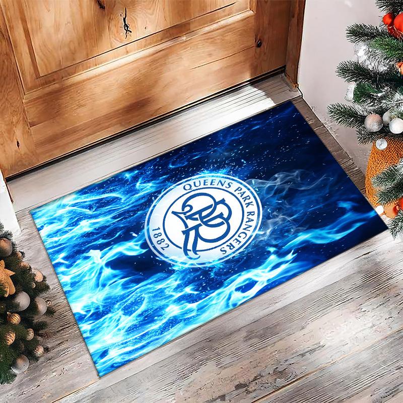 Kobercový Print Futbalového Klubu Queens Park Rangers z Krištáľového Zamatu, Pohodlný Vode Absorbujúci Protišmykový Koberček na Vnútornú Podlahu