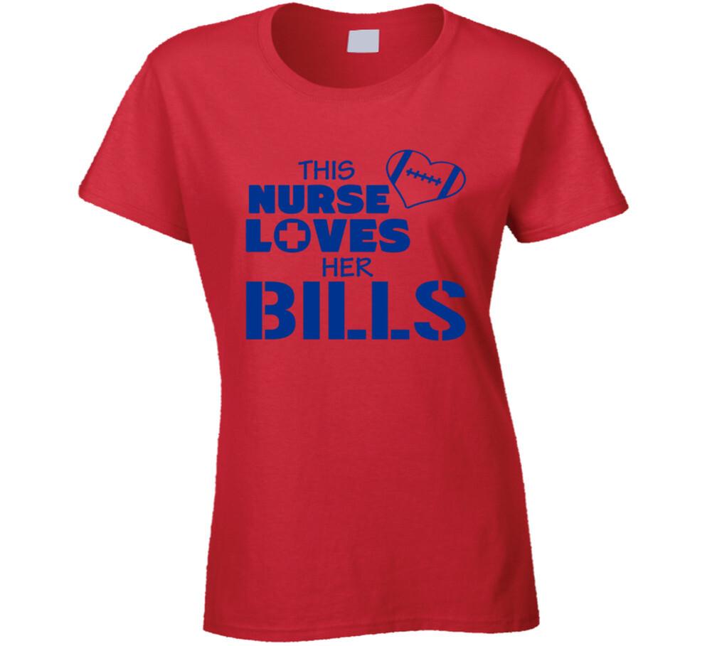 This Nurse Loves The Bills Football T Shirt Mens Womens Tees Top - Buffalo Bills Team Colors