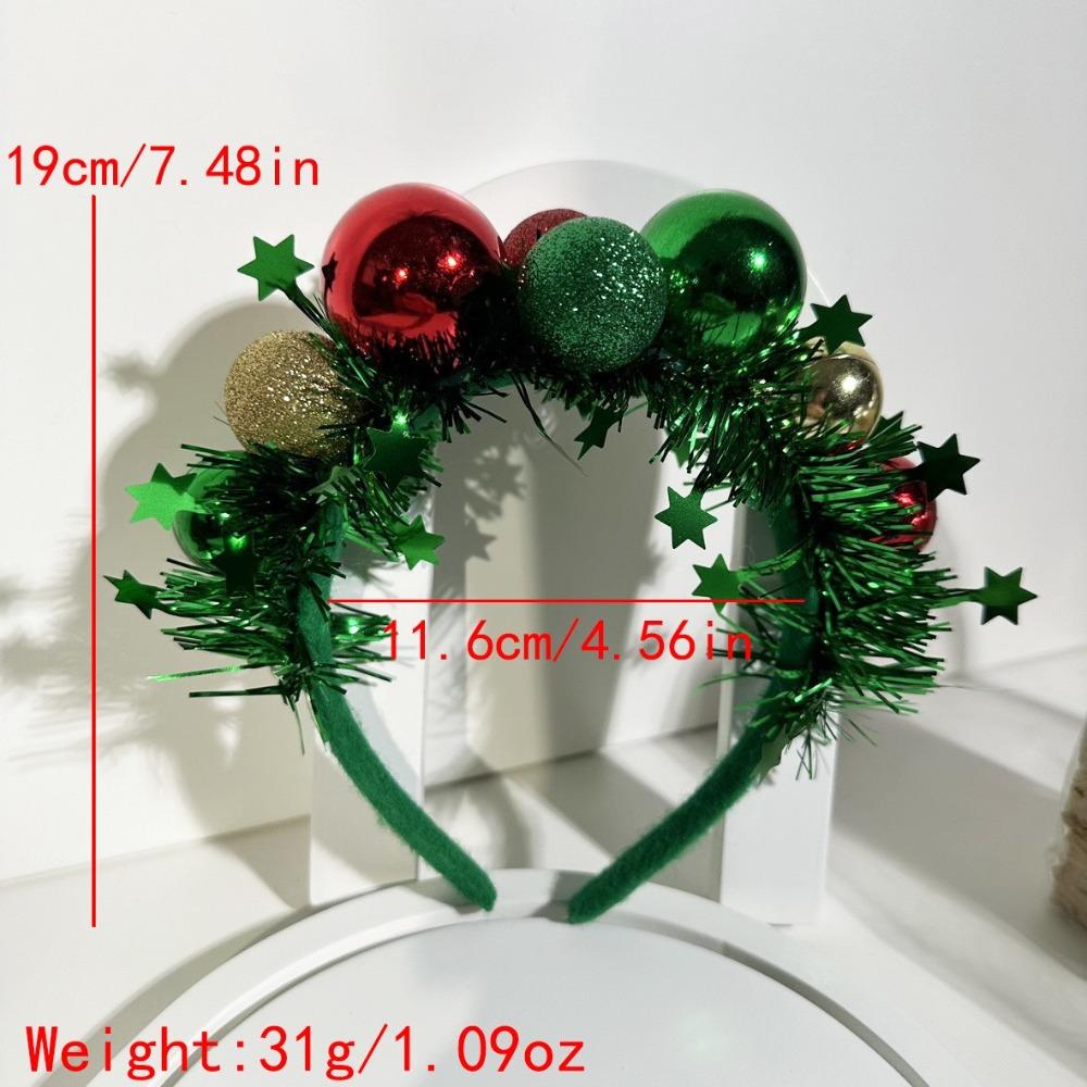 Colored Balls Christmas Headband Performance Cosplay Christmas Decorations Green Ribbon Personality Party Headband