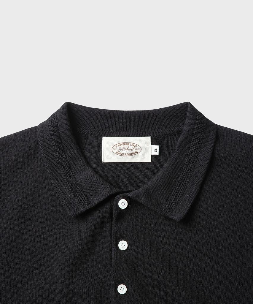 AMFEAST (100% Cotton) Essential Polo Half Knit Black