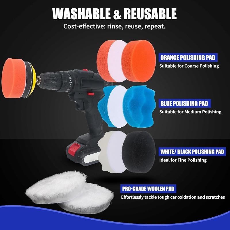 133 PCS 3 Inch 75mm Silicon Carbide Water Grinding Back Fleece Sandpaper Set 133 Pieces Sanding Disc with Sponge Wool Disc