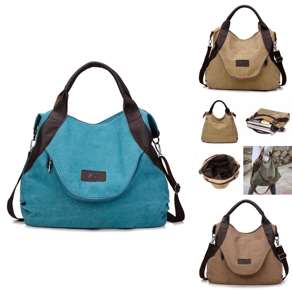 Premium Quality Large Pocket Casual Women's Shoulder Cross Body Handbag With Canvas Leather Material