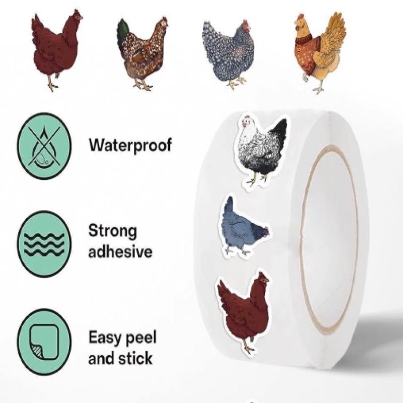 500 Piezas Creativas Cinta Adhesiva Rollo Gallina Animal Graffiti Funda para Portátil Escritorio Pegatinas para Vaso de Agua