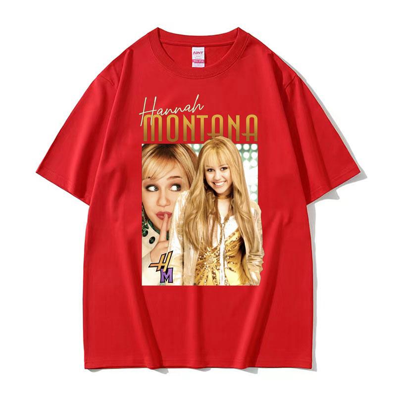 Hannah Montana Retro 90s T Shirt Miley Cyrus Rap Hip Hop Punk Style Tee Shirt Unisex Womens Summer High Quality Tshirt Streetwear