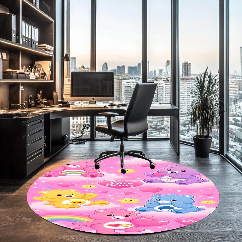 Bear Printed Round Rug Carpet Chair Rug Area Rug Entryway Doormats,for Office Chair Living Room Bedroom Kitchen Room.