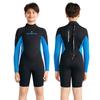 Kids 2.5mm Neoprene Wetsuit Full Body Long Sleeve Short Pants Snorkeling Diving Surfing Swimming Warmth Protection