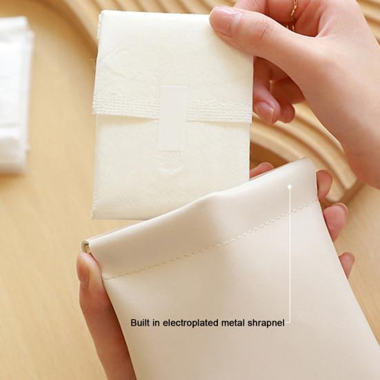 Faux Leather Mini Cosmetic Bag Waterproof Elegant Magnetic Closure Portable Multi-functional Women Lipstick Makeup Sanitary Pad Pouch Coins Purse Gift