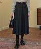 Micene Urbane Pleated Long Skirt - Belt Set Black