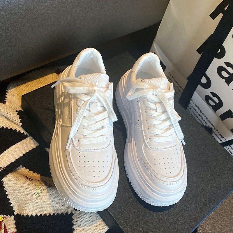 Platform White Shoes Women's 2025 New Ins Trendy Versatile Muffin Lightweight Bread Shoes Casual Sports Inner Height-increasing Shoes