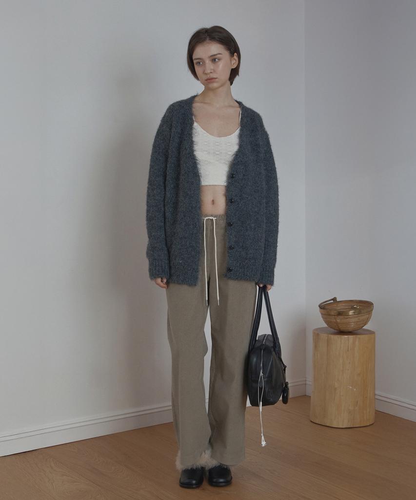 Poetseoul Hairy Over Cardigan_Charcoal