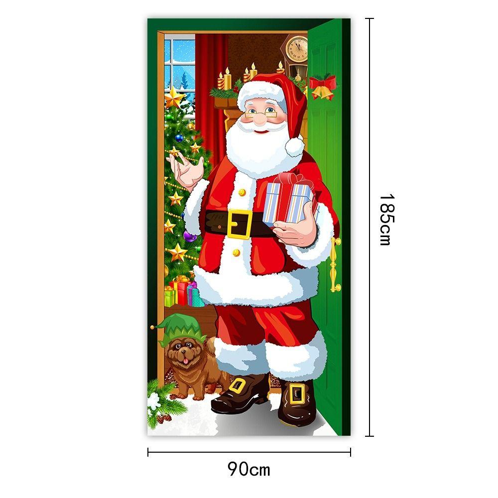Door Hanging Christmas Door Cover Atmosphere Arrangement Holiday Props Door Banner Old Man Snowman Background Fabric Flag