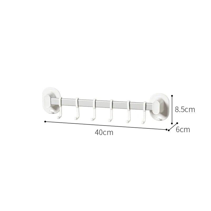 Kitchen Cooking Utensil Hanger Multifunction Punch-Free Wall Mounted Hooks for Spatula Spoon Large Capacity Lid Holder Organizer