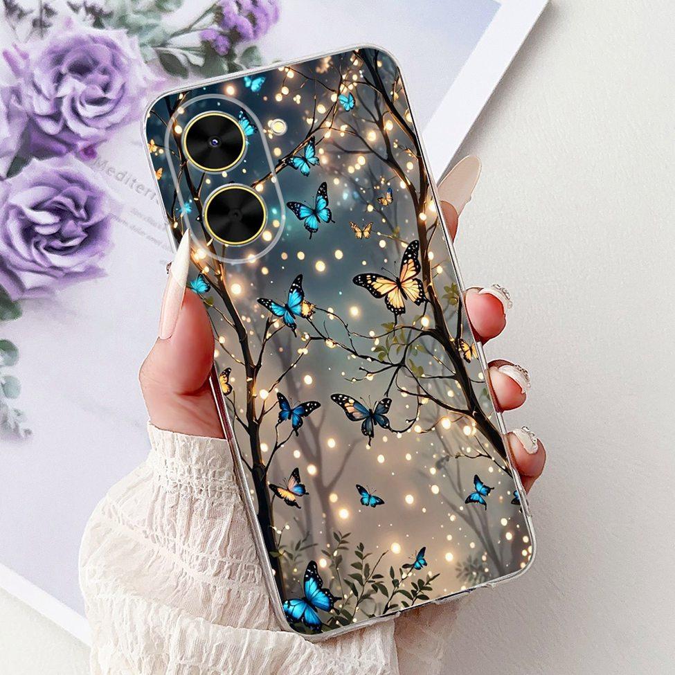 For Redmi A5 NFC 5G Case Cover Clear Luxury Kawaii Cute Cat Fashion Flowers Funny Painted Soft Phone Case For Redme A5 NFC 5G
