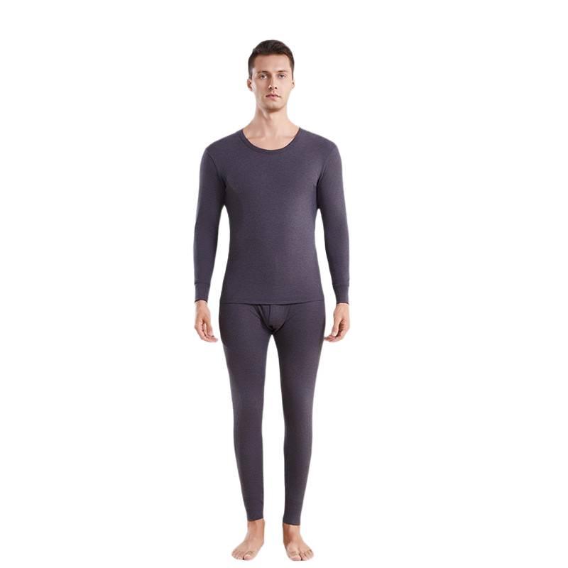 Men's Fleece-Lined Thermal Underwear Set - Heat-Retaining Cotton-Wool Base Layer with Undershirt and Pants