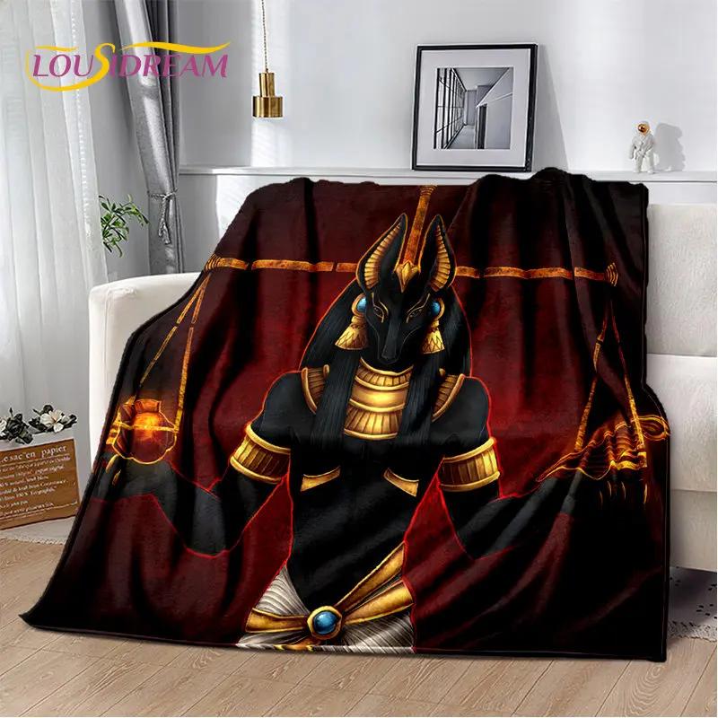 Anubis Mısır Ölüm Mitolojisi Horus Yumuşak Peluş Battaniye, Flanel Battaniye Oturma Odası Yatak Odası Yatak Kanepe Piknik Çocuklar için Battaniye