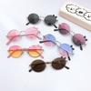 Metal Oval Frame Children'S Sunglasses Bow Cute Baby Sunglasses Travel Sunscreen Glasses