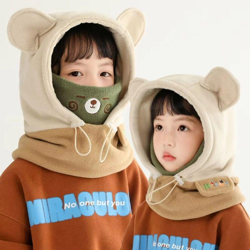 3 in 1 Cute Winter Hats Mask&Scarf One-piece Hats Face Cover Cartoon Animal Beanie Hats Outdoor