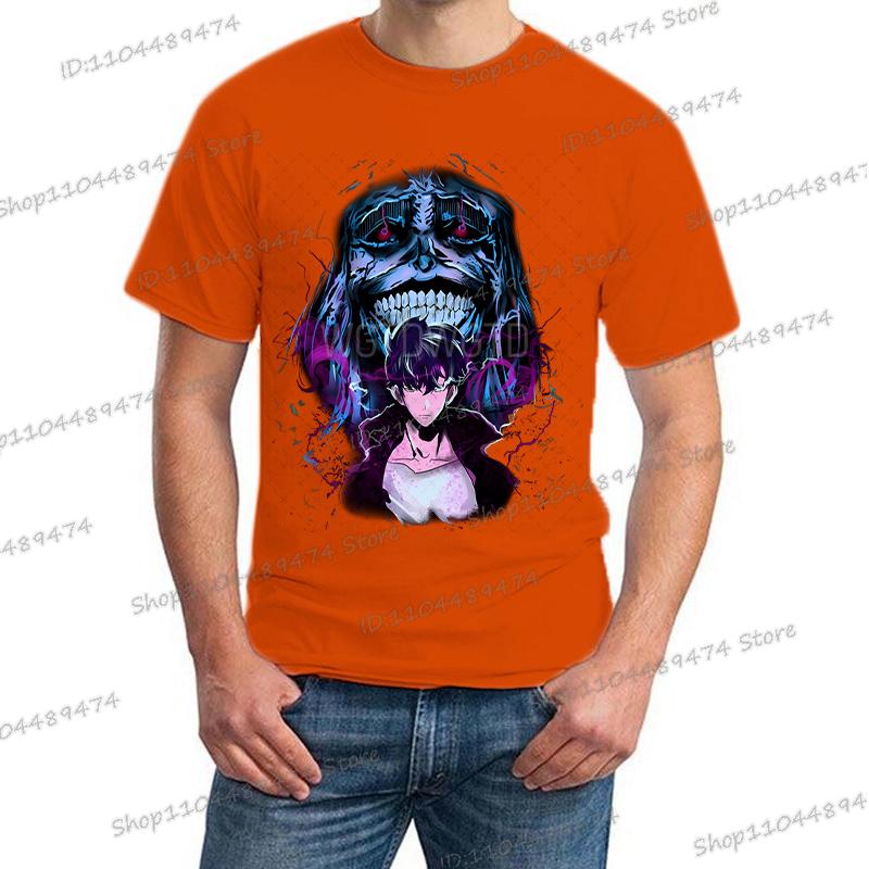 Japanse Anime Solo Leveling T-shirt Heren Sung Jinwoo God Standbeeld Cartoon Grafische T-shirts Harajuku Korte Mouw Hoge Kwaliteit T-shirt