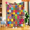 1pc 2D Flat Printing Spring & Summer New Arrival Colorful Geometric Pattern Digital Print Blanket, Suitable for All Seasons, Casual Throw Blanket, 100
