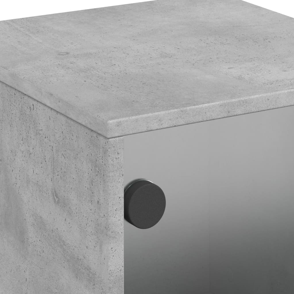 Nightstands with Glass Doors 2 Pcs Concrete Grey 35 X 37 X 50 Cm