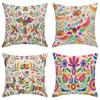 Home Decor Colorful Birds & Flowers Printed Pillow Covers Pattern Cushion Cover Suitable For Sofa Bedroom Car Pillow Cover