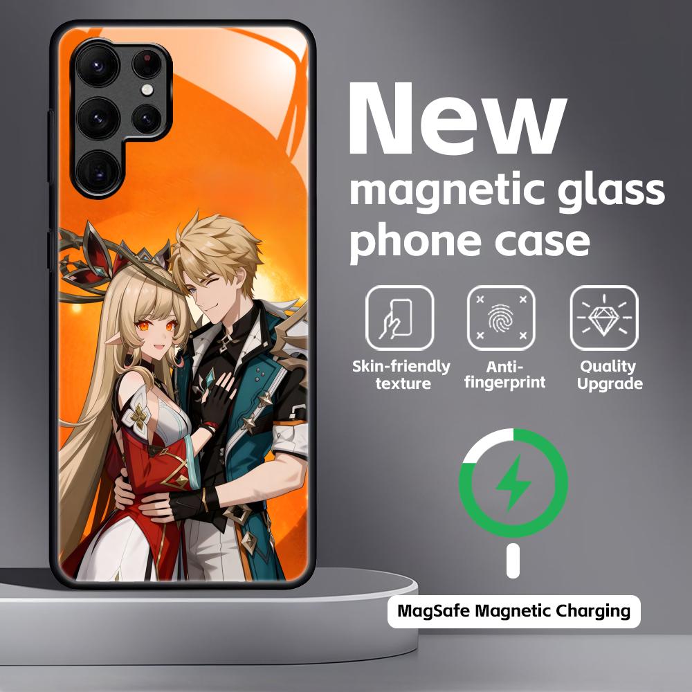 Genshin impact Varka Handyhülle Für Samsung S26 S25 S24 S23 S22 S21 Plus Ultra Note20 Glas Magnetische Hülle