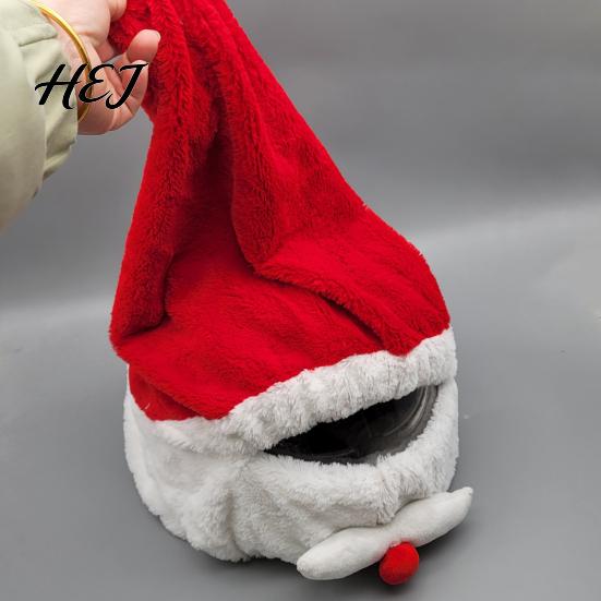 Cycling Helmet Decoration Christmas Santa Motorcycle Cover, Plush Claus Hat Cover for Decoration, Xmas Holiday Accessories Men