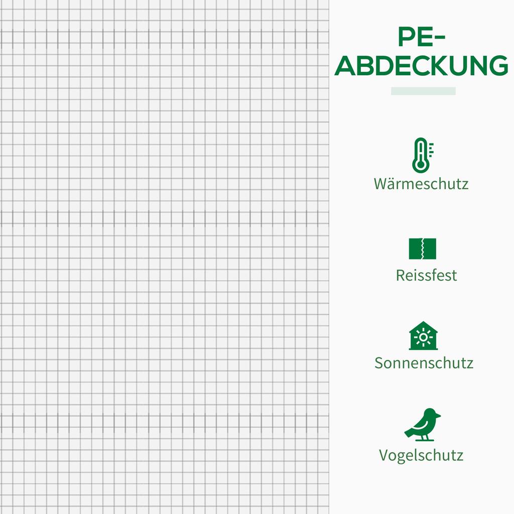 Greenhouse with Side window, roll-up door, windproof, steel frame, plastic tarpaulin, white, 200 x 76 x 168 cm